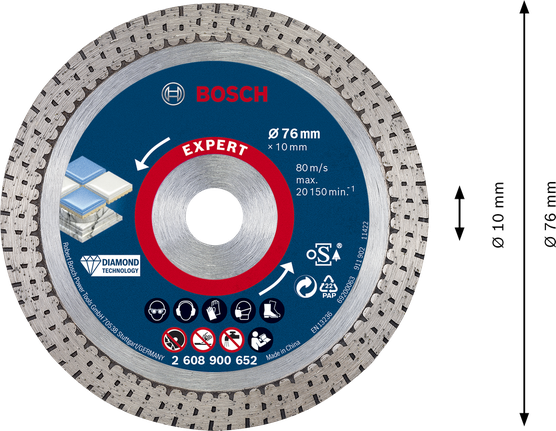 Bosch EXPERT HardCeramic 76 毫米鑽石切割片。.